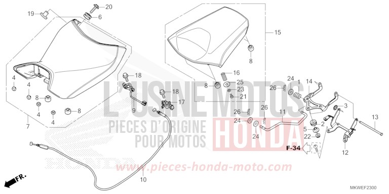SIEGE de NC750X "Méca" MAT PEARL GLARE WHITE (NHB54) 2025